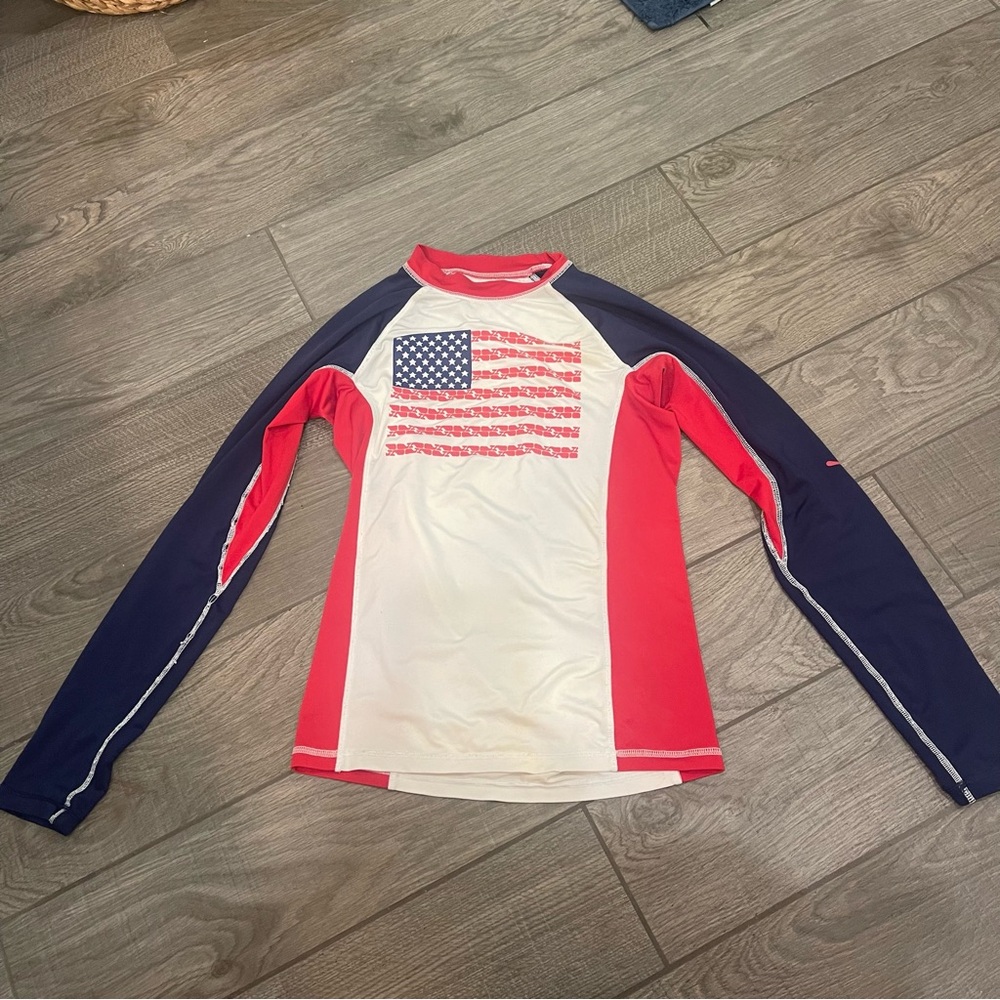 Vineyard Vines Kids Rashguard - Red, White, Blue with Flag